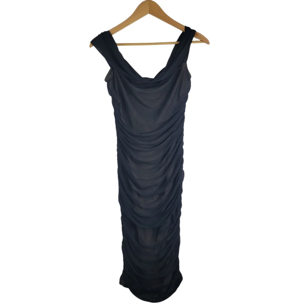 Off-Shoulder Black Ruched Bodycon Dress - Picture 11 of 11